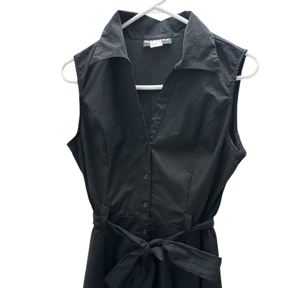Marianne Women Black Dress Size Large Retro Sleeveless V-Neck Pre-owned